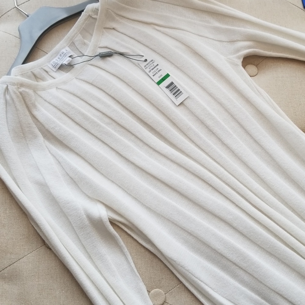 NWT Joseph A white metallic opalescent top.